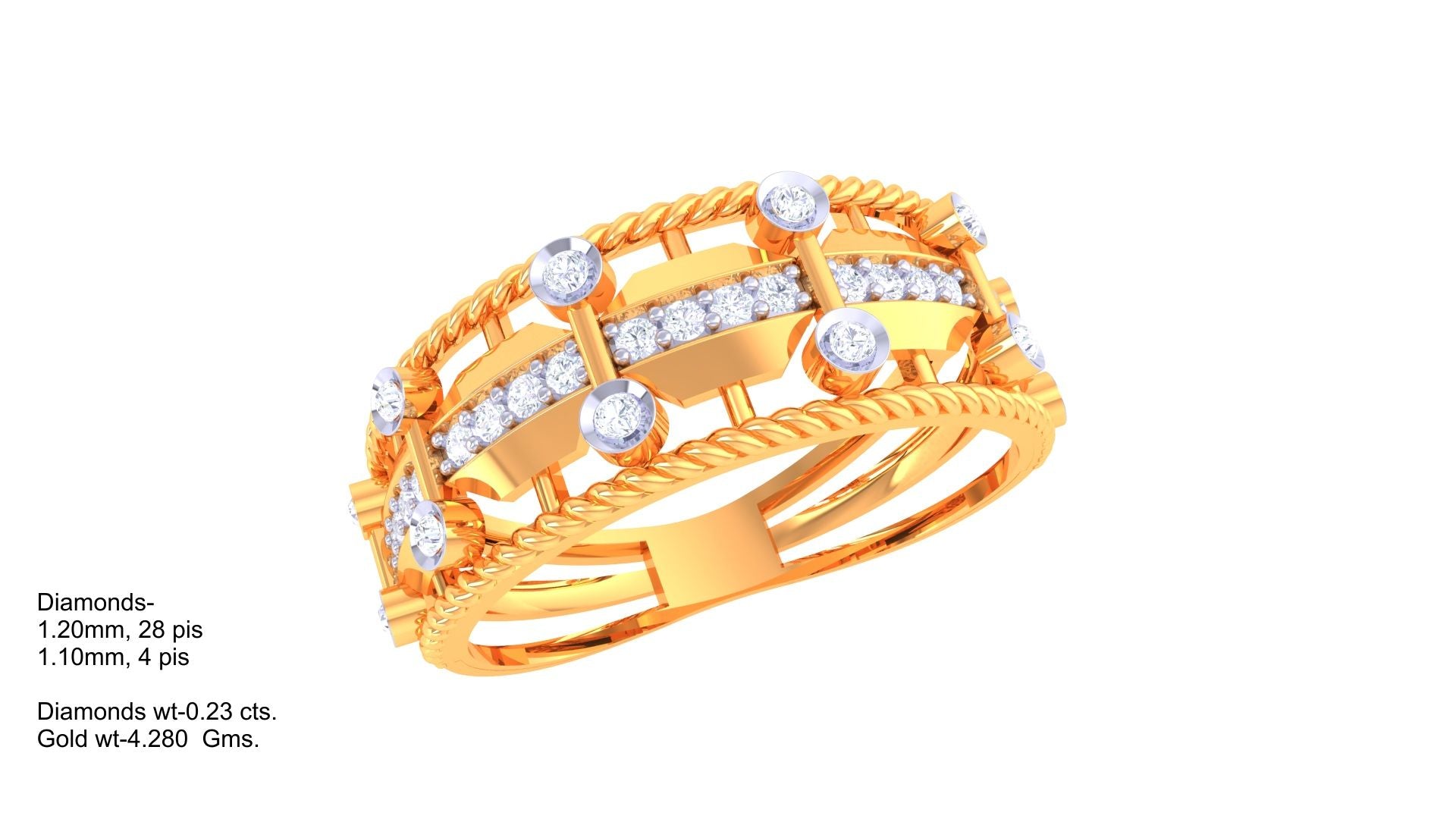 Rope Edge Diamond Statement Ring