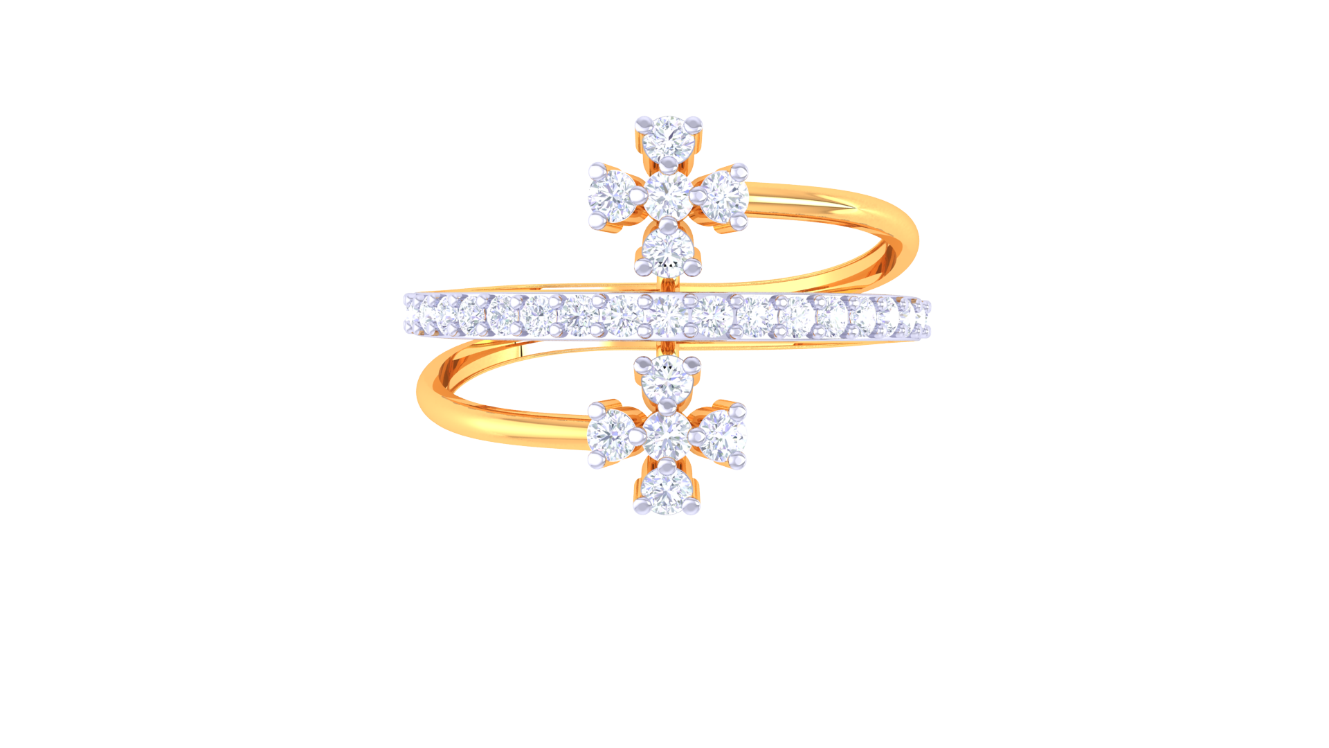 Double Cross Diamond Accent Ring