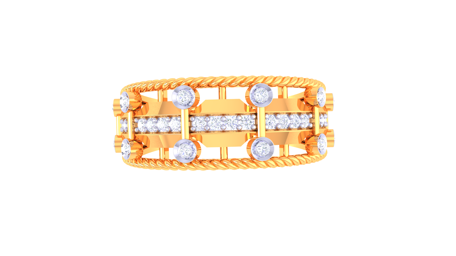 Rope Edge Diamond Statement Ring