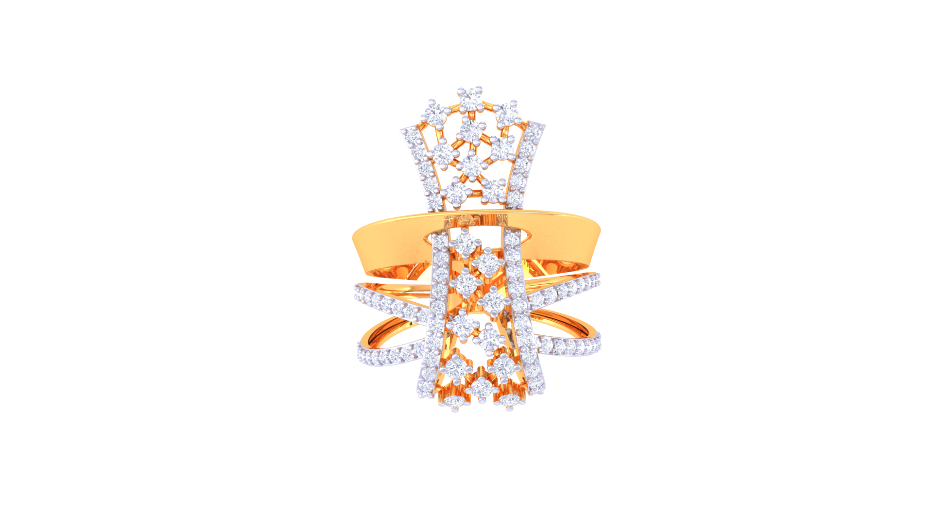 Golden Cascade Cluster Diamond Ring