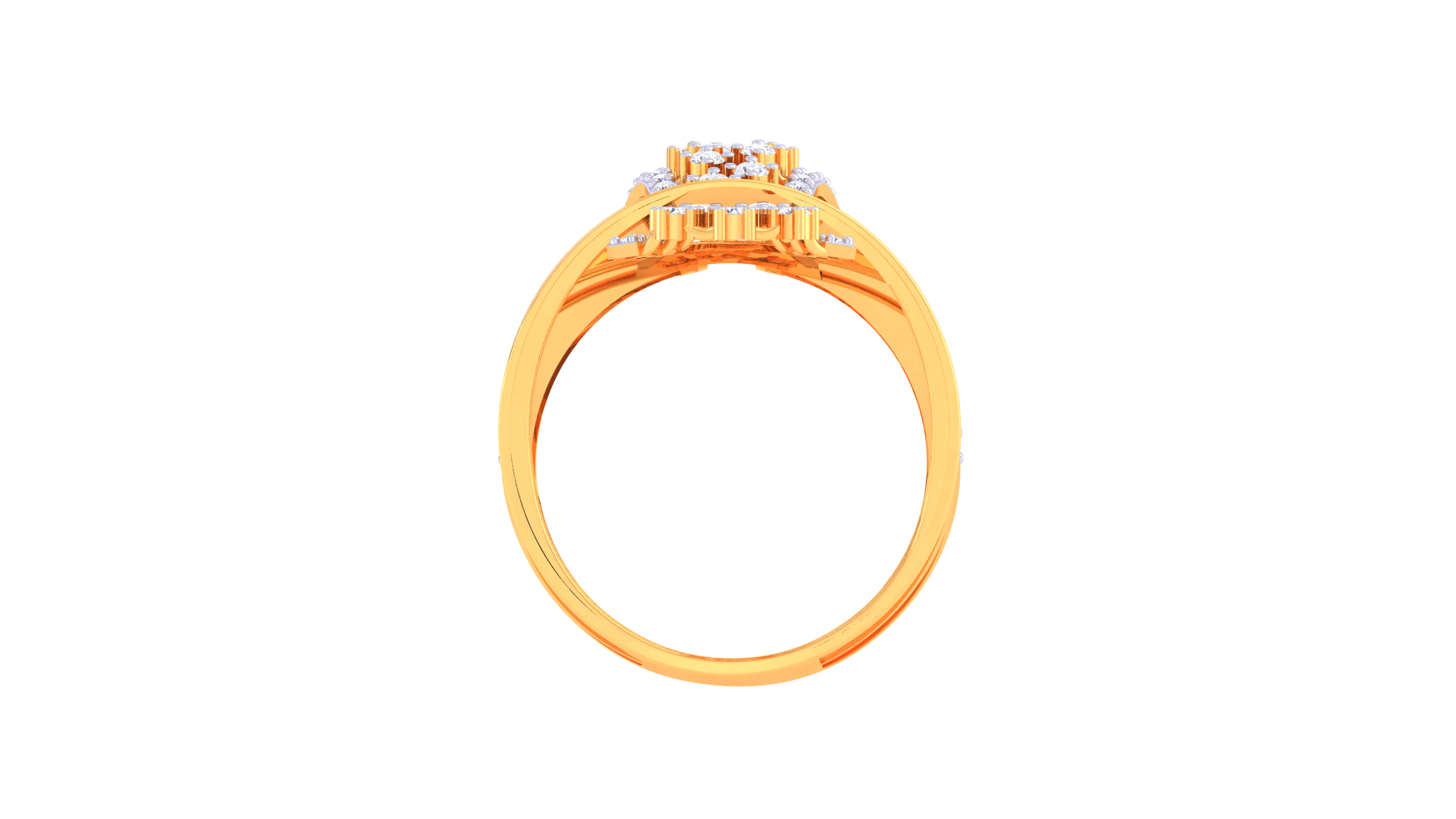 Golden Cascade Cluster Diamond Ring