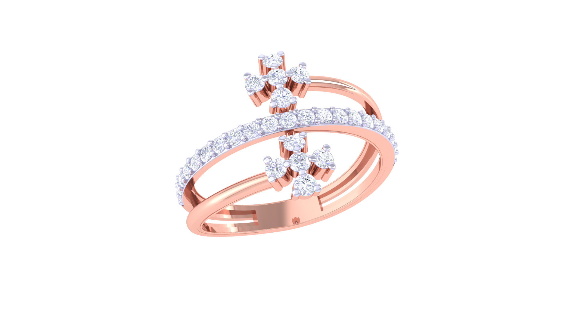 Double Cross Diamond Accent Ring