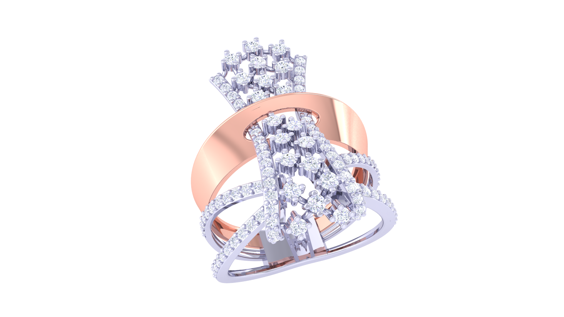 Golden Cascade Cluster Diamond Ring