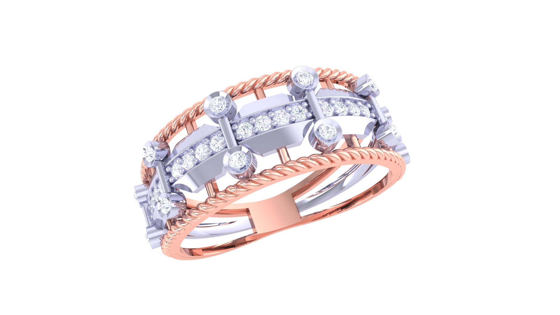 Rope Edge Diamond Statement Ring