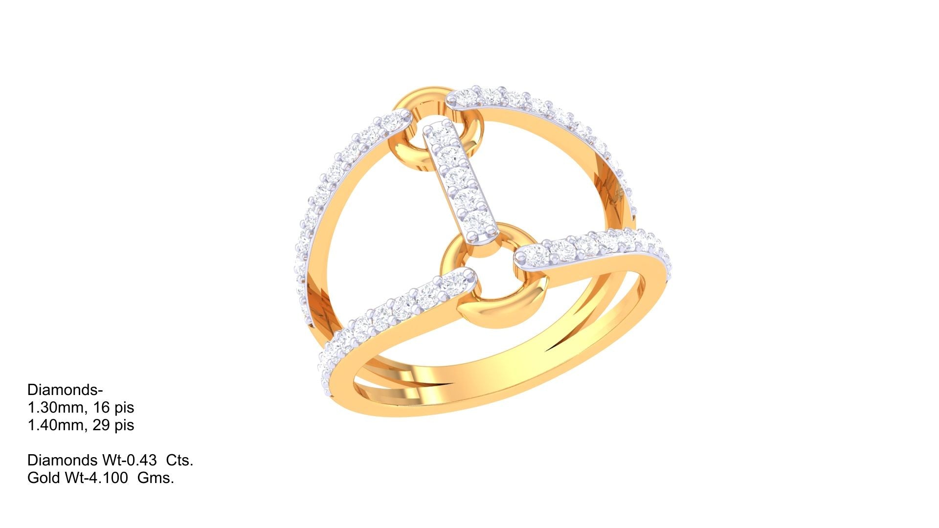 Modern H-Motif Sparkle Band Ring