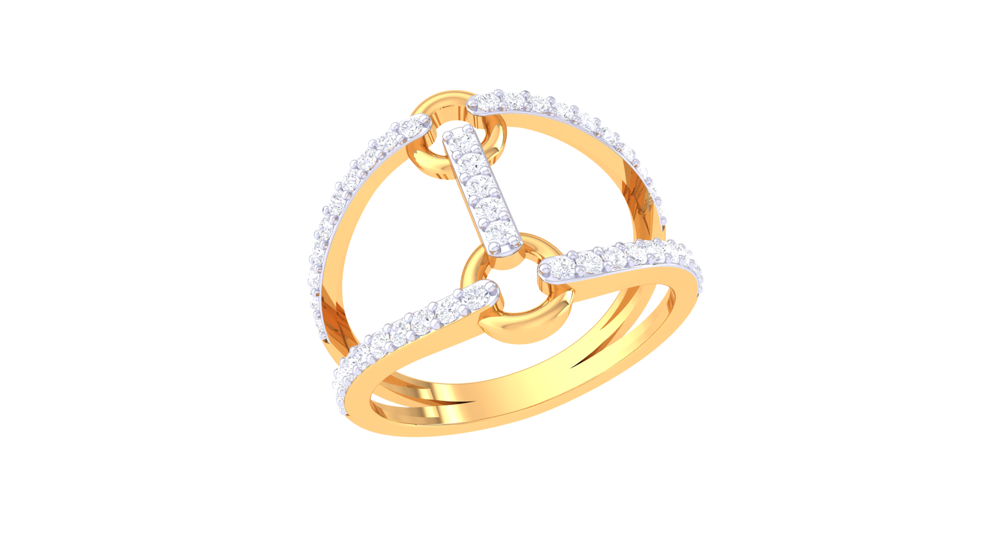 Modern H-Motif Sparkle Band Ring