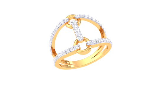 Modern H-Motif Sparkle Band Ring