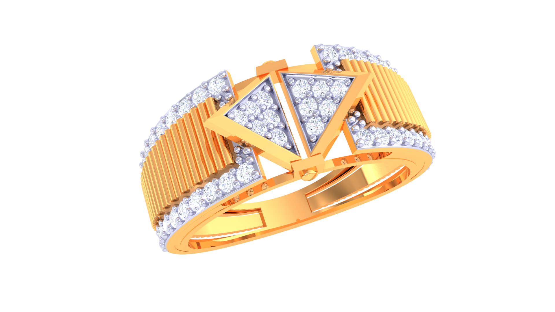 Triad Sparkle Modern Grooved Ring