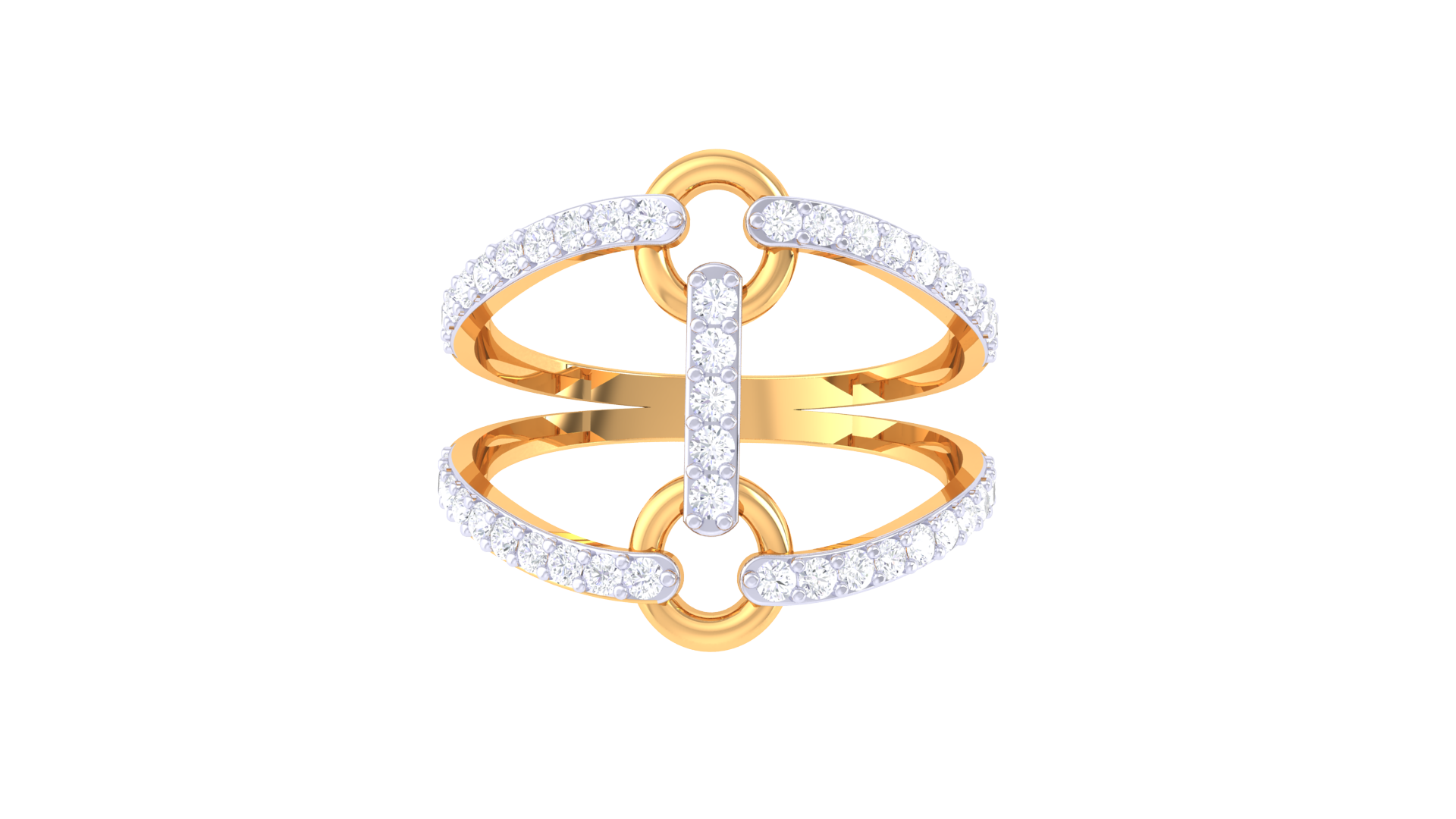 Modern H-Motif Sparkle Band Ring