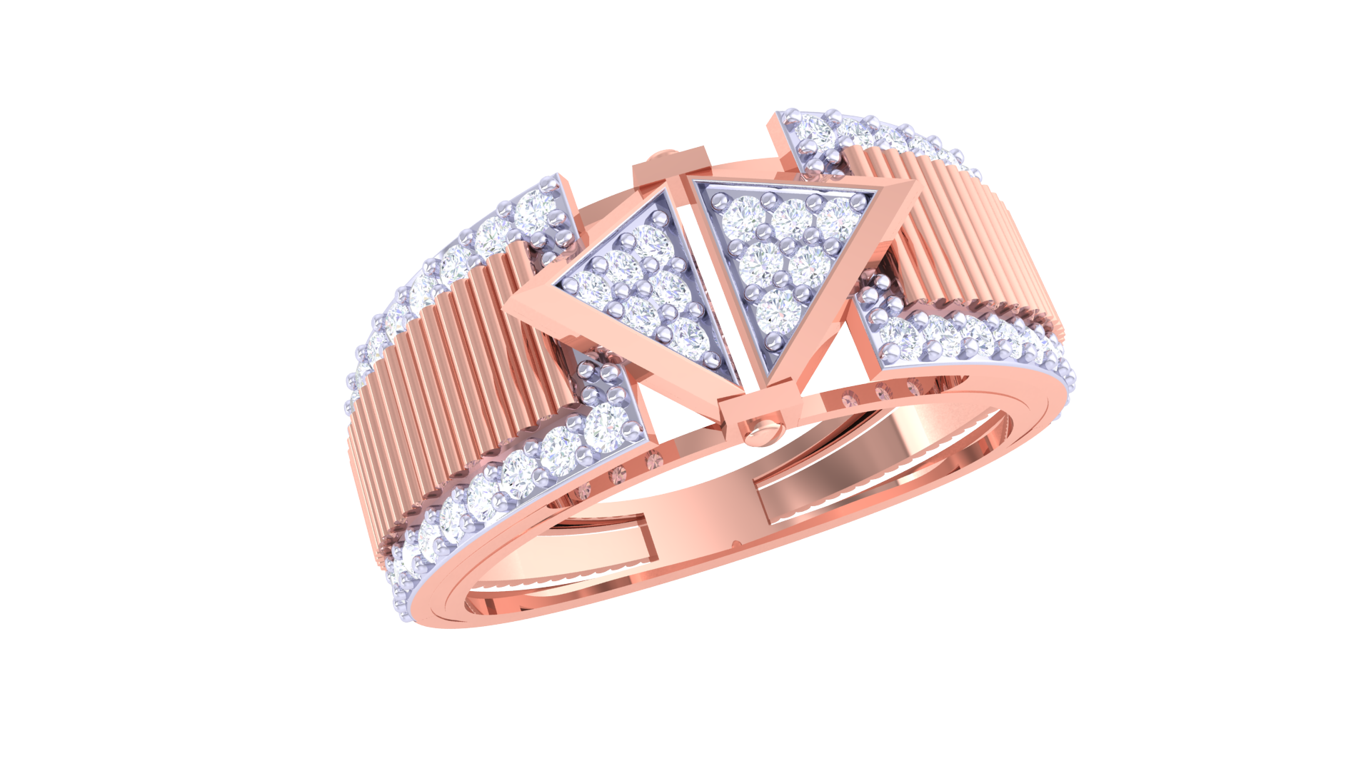 Triad Sparkle Modern Grooved Ring