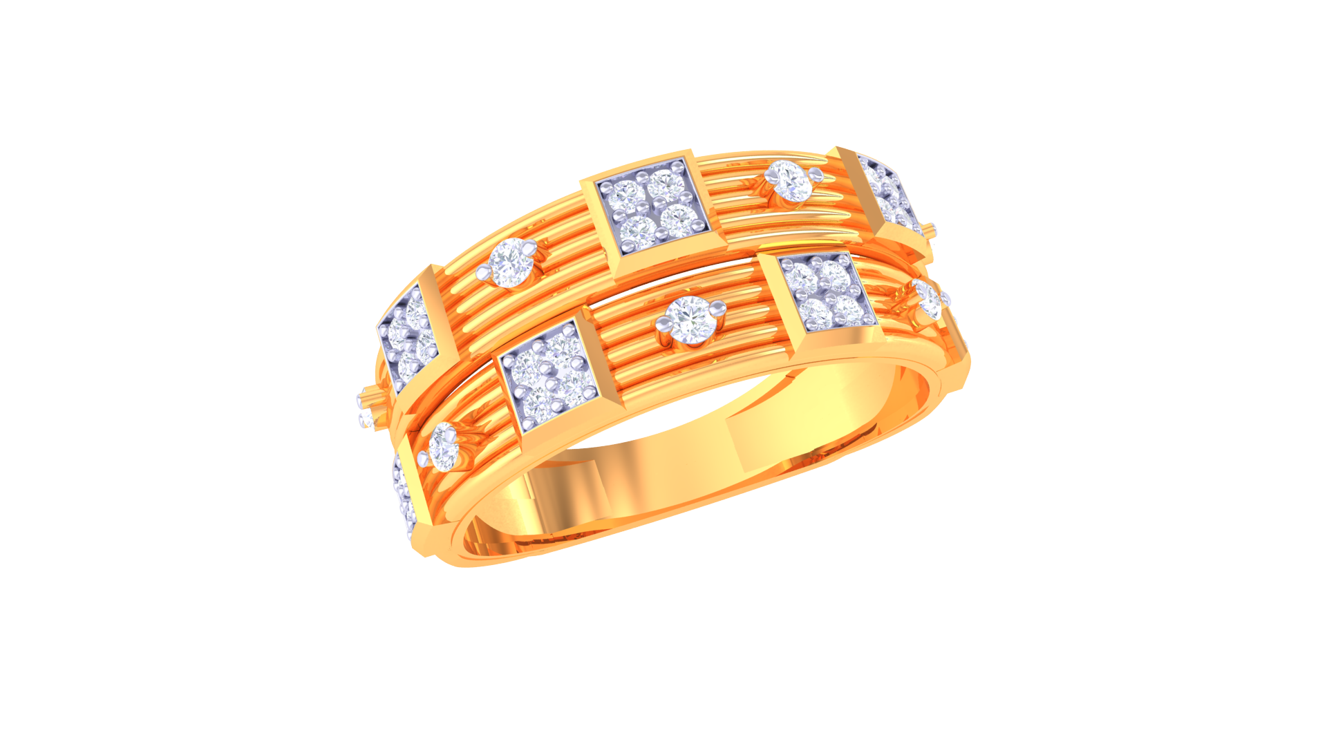 Modern Grid Diamond Mosaic Ring