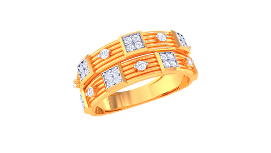 Modern Grid Diamond Mosaic Ring