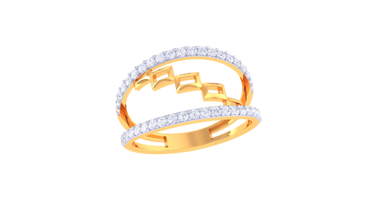 Geometric Cascade Diamond Accent Ring