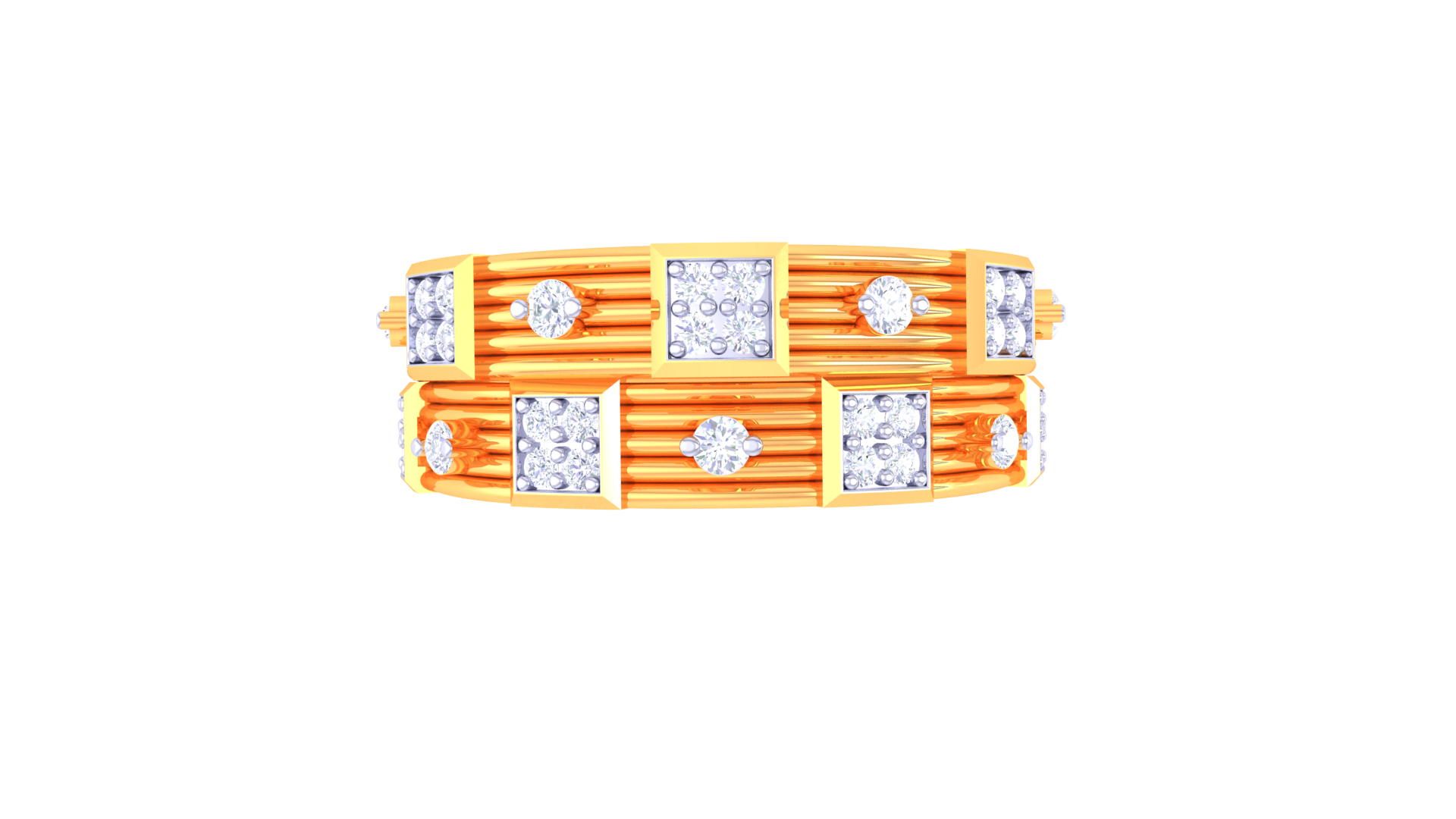 Modern Grid Diamond Mosaic Ring