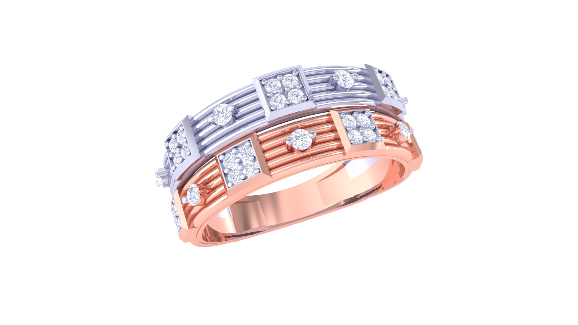 Modern Grid Diamond Mosaic Ring