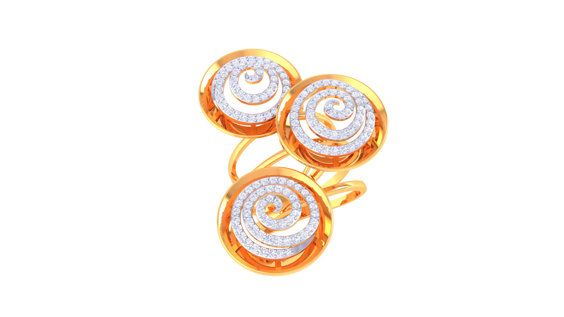 Golden Swirl Triple Accent Ring