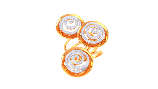 Golden Swirl Triple Accent Ring