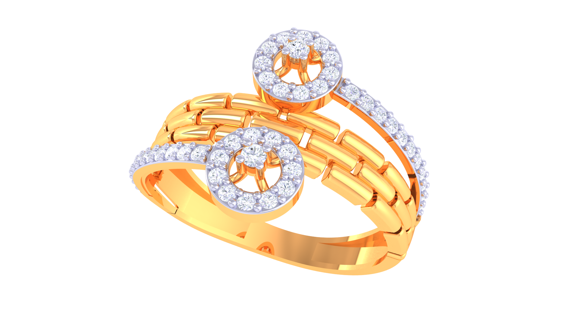 Dual Orbit Sparkle Designer Ring