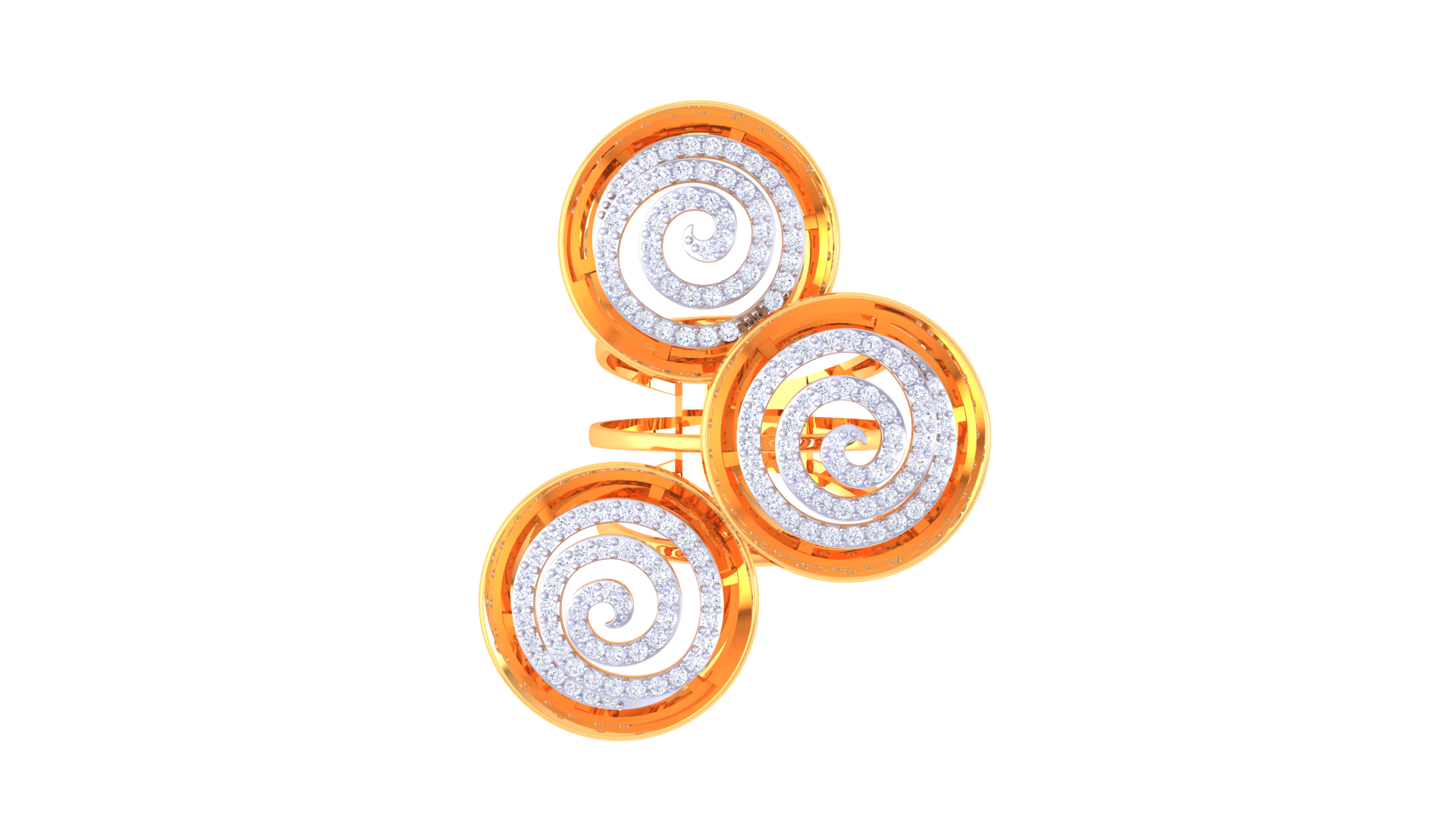 Golden Swirl Triple Accent Ring