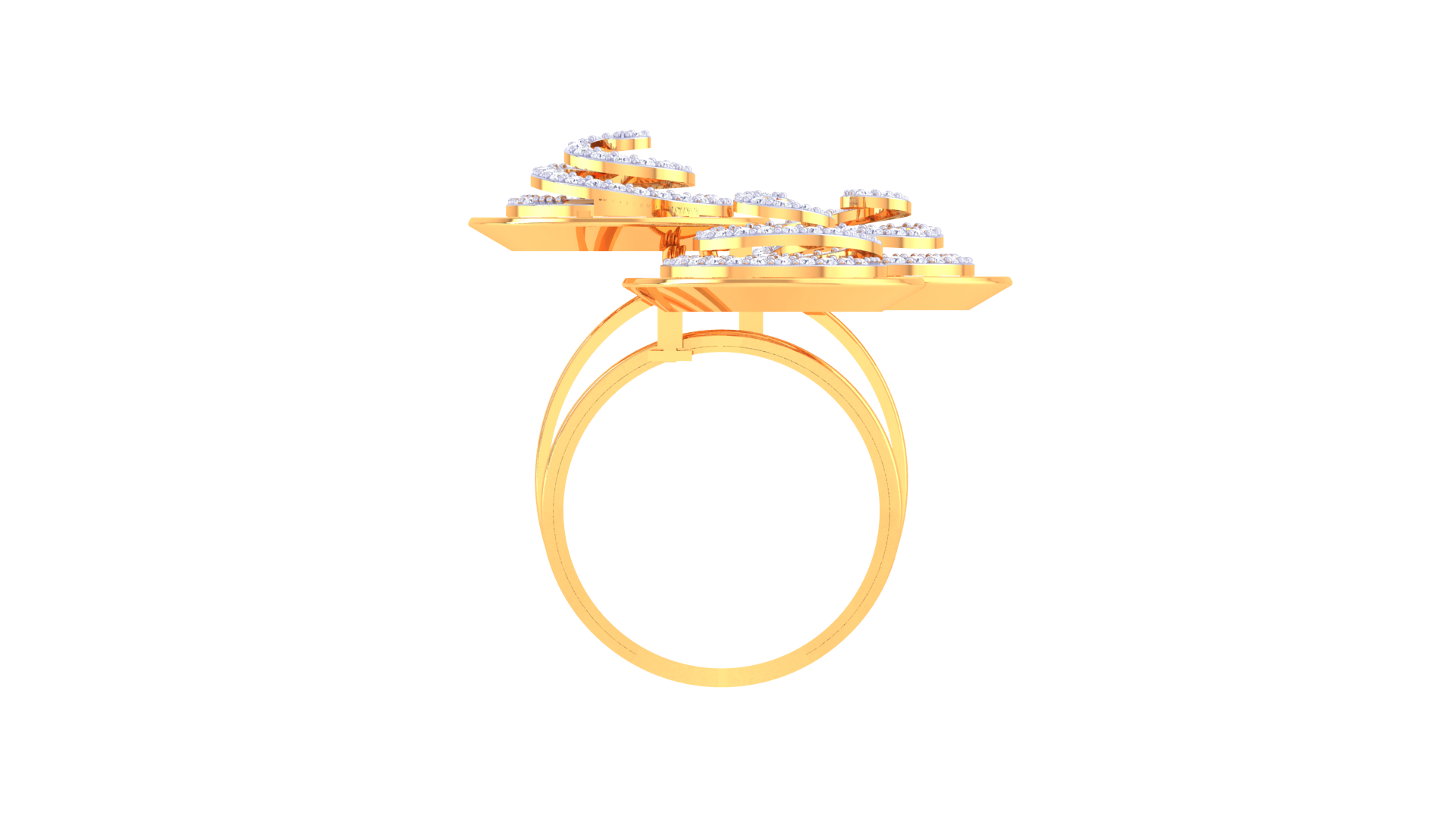 Golden Swirl Triple Accent Ring