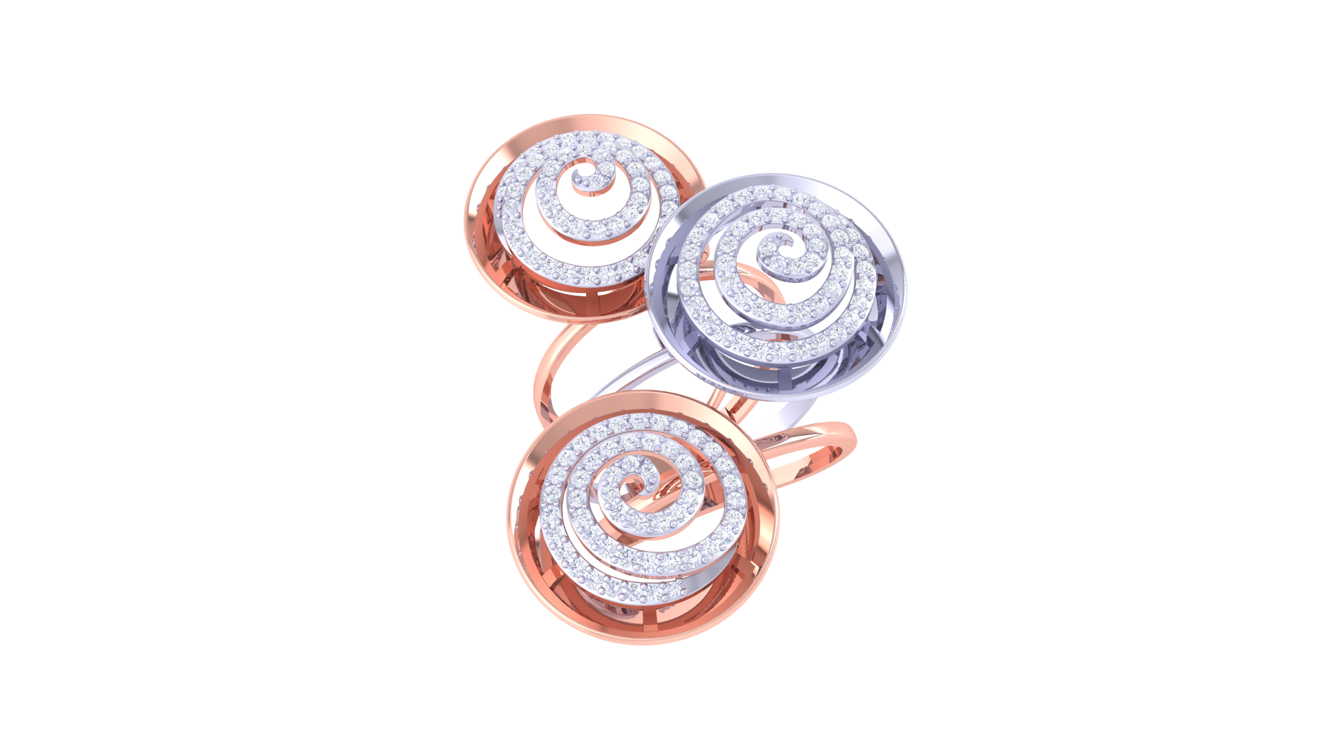 Golden Swirl Triple Accent Ring
