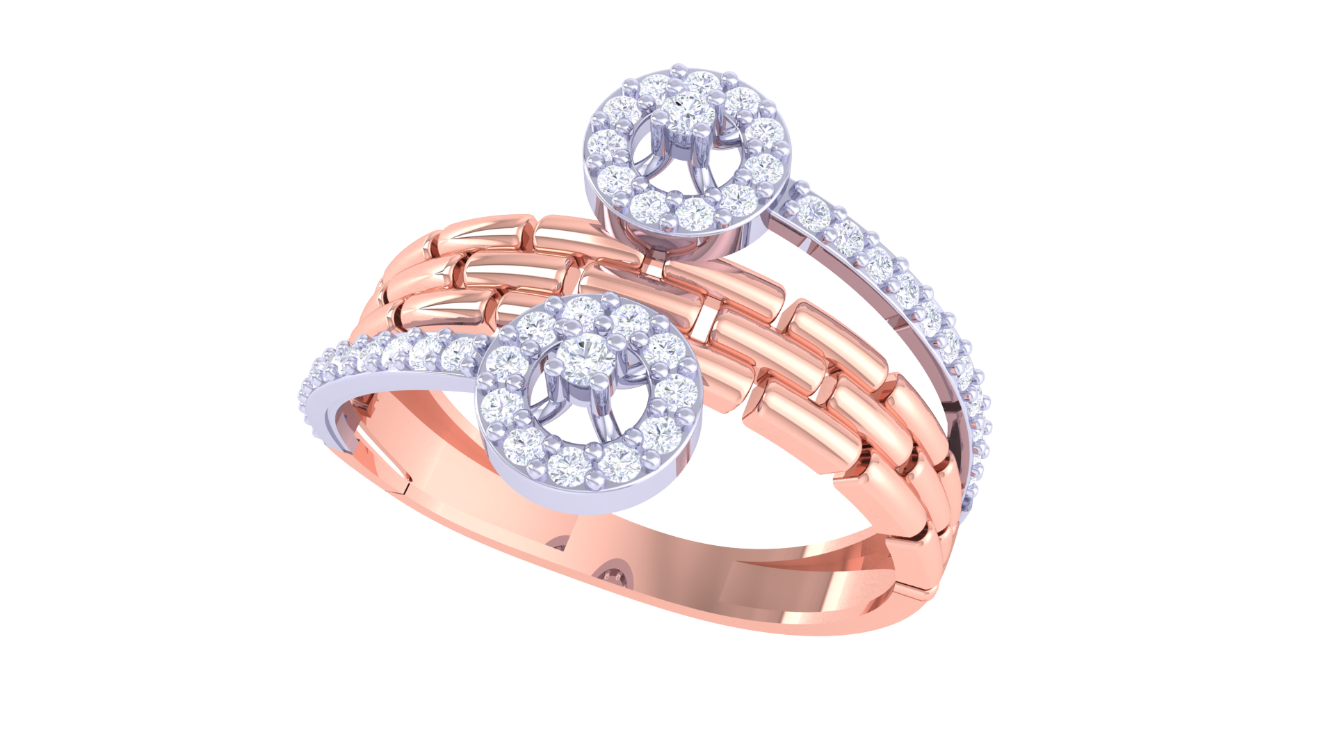 Dual Orbit Sparkle Designer Ring