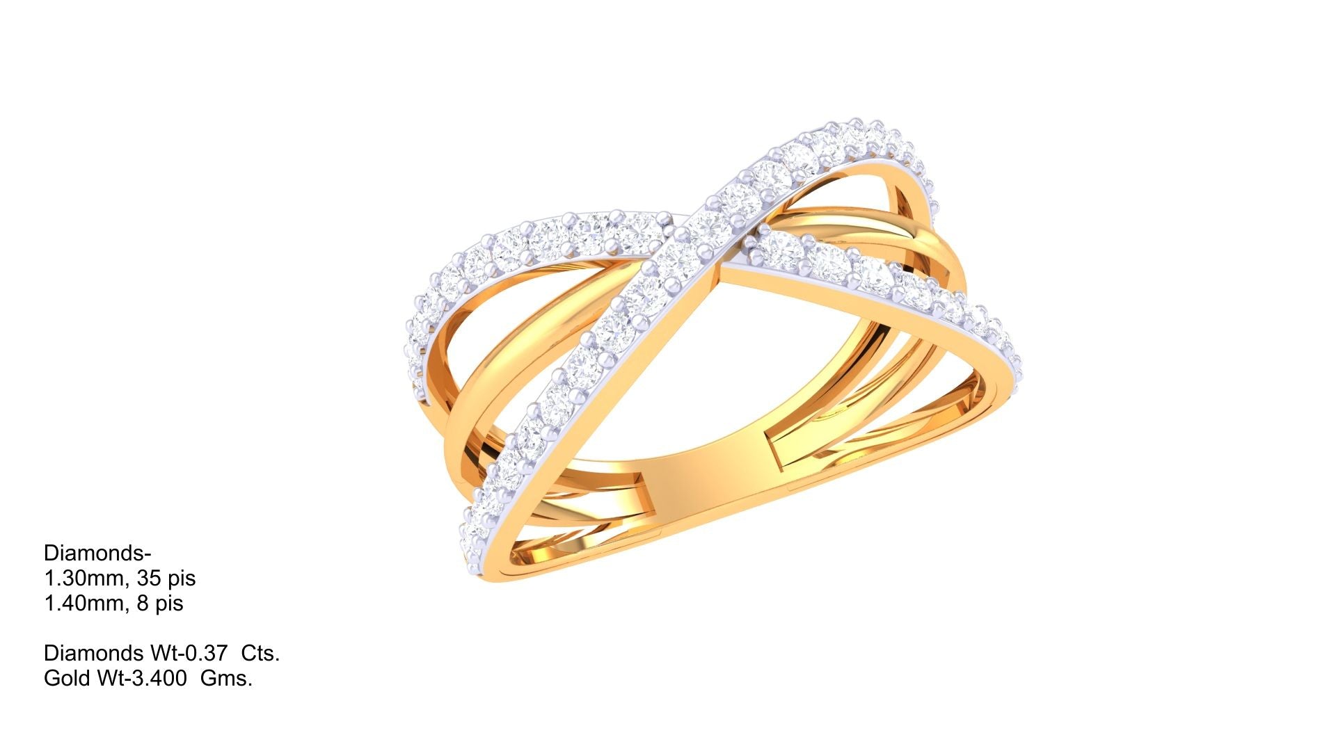 Shimmering Harmony Crossed Band Ring