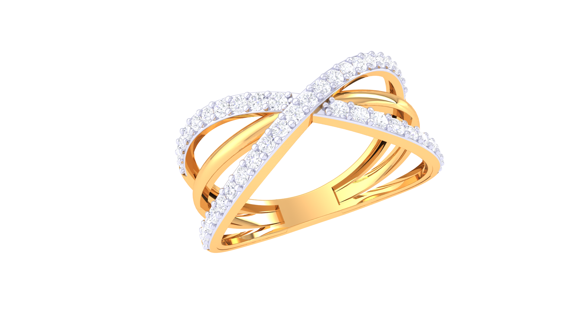 Shimmering Harmony Crossed Band Ring