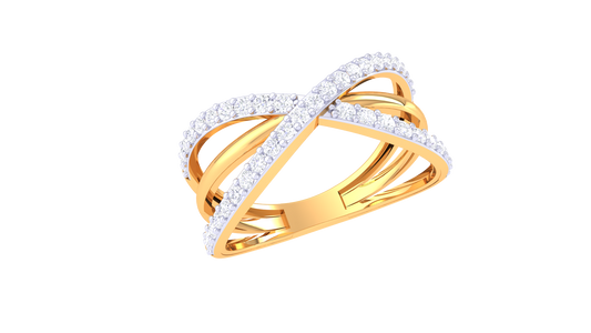 Shimmering Harmony Crossed Band Ring