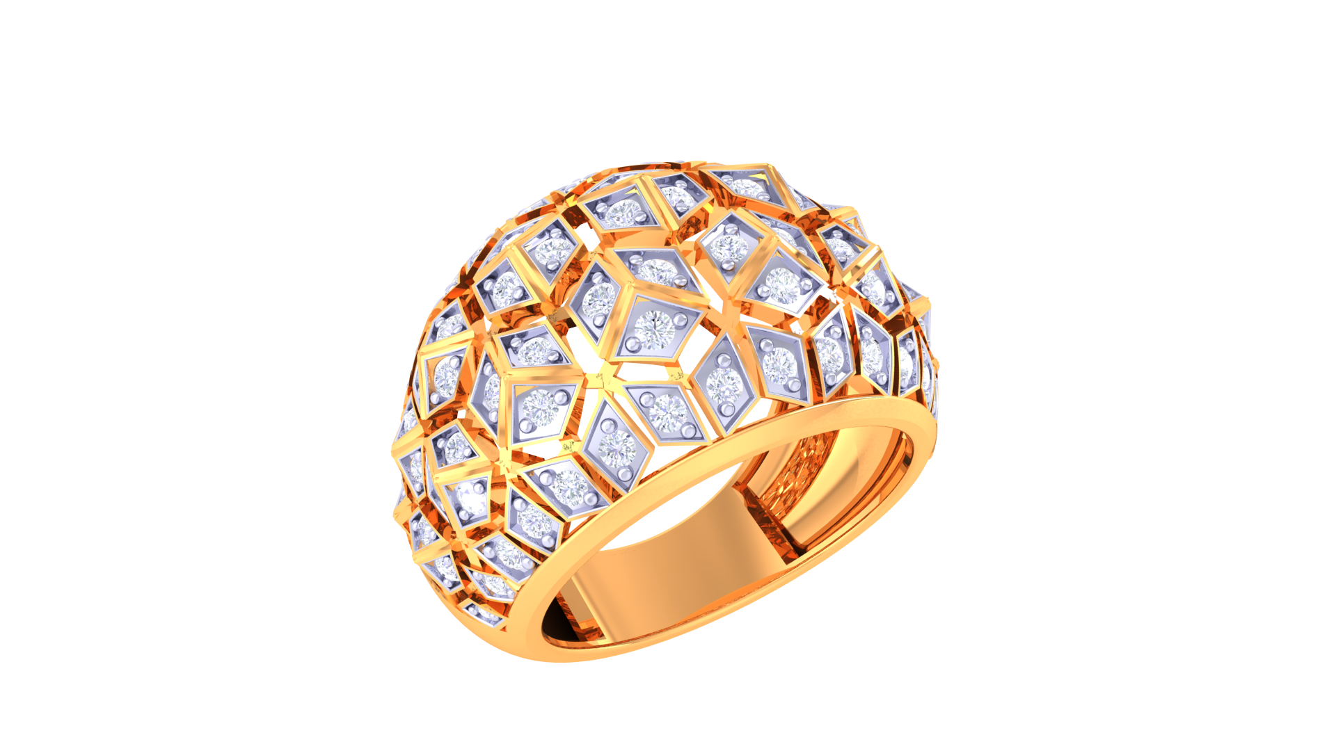 Honeycomb Dome Diamond Accent Ring