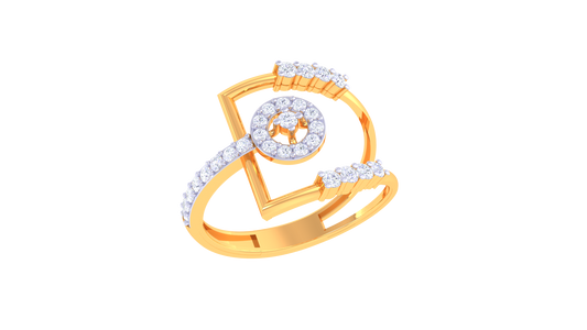 Golden D-Frame Cluster Designer Ring