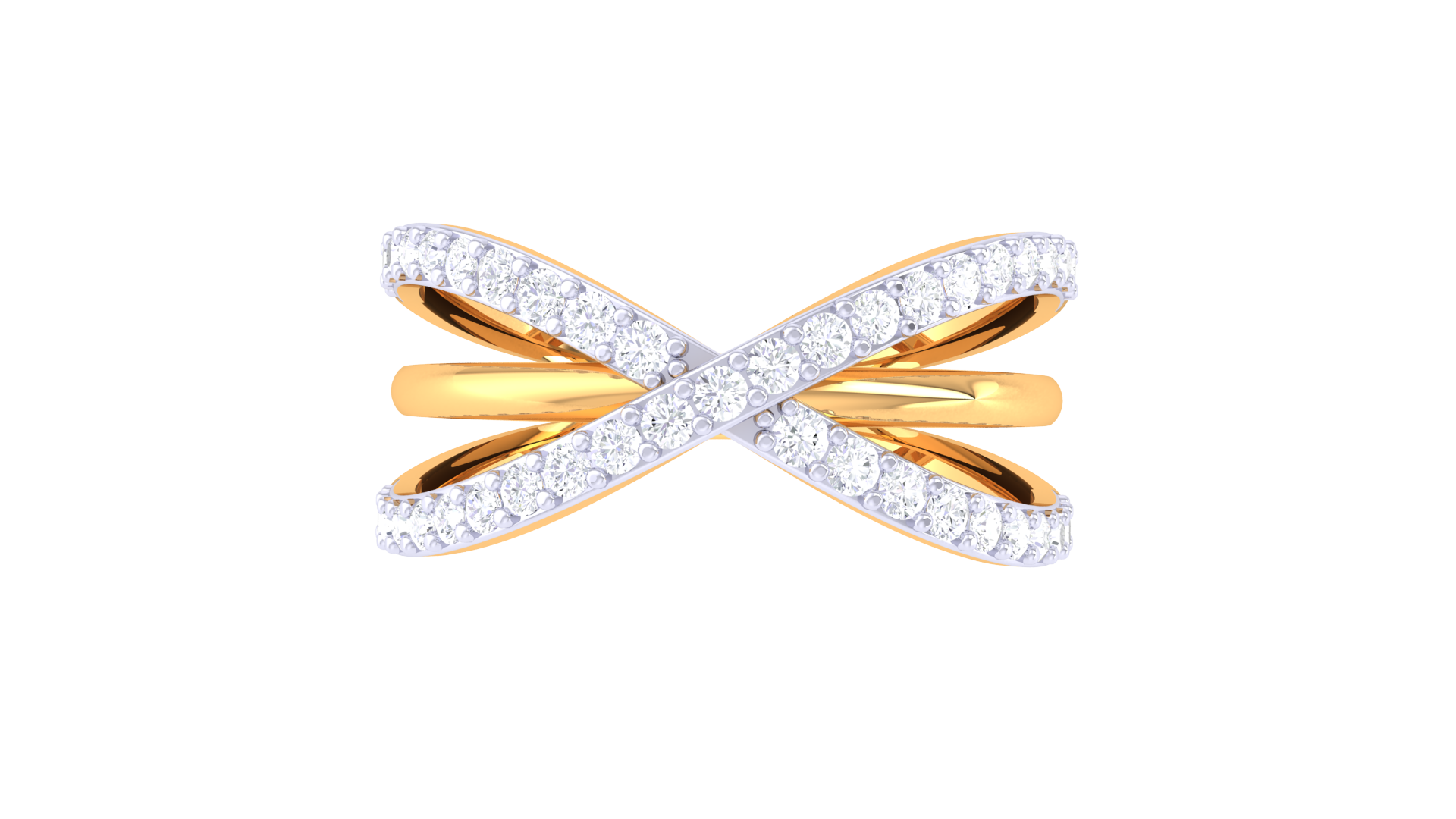 Shimmering Harmony Crossed Band Ring