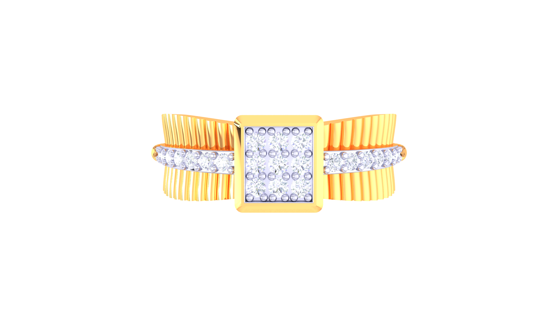Grid Set Diamond Regal Ring