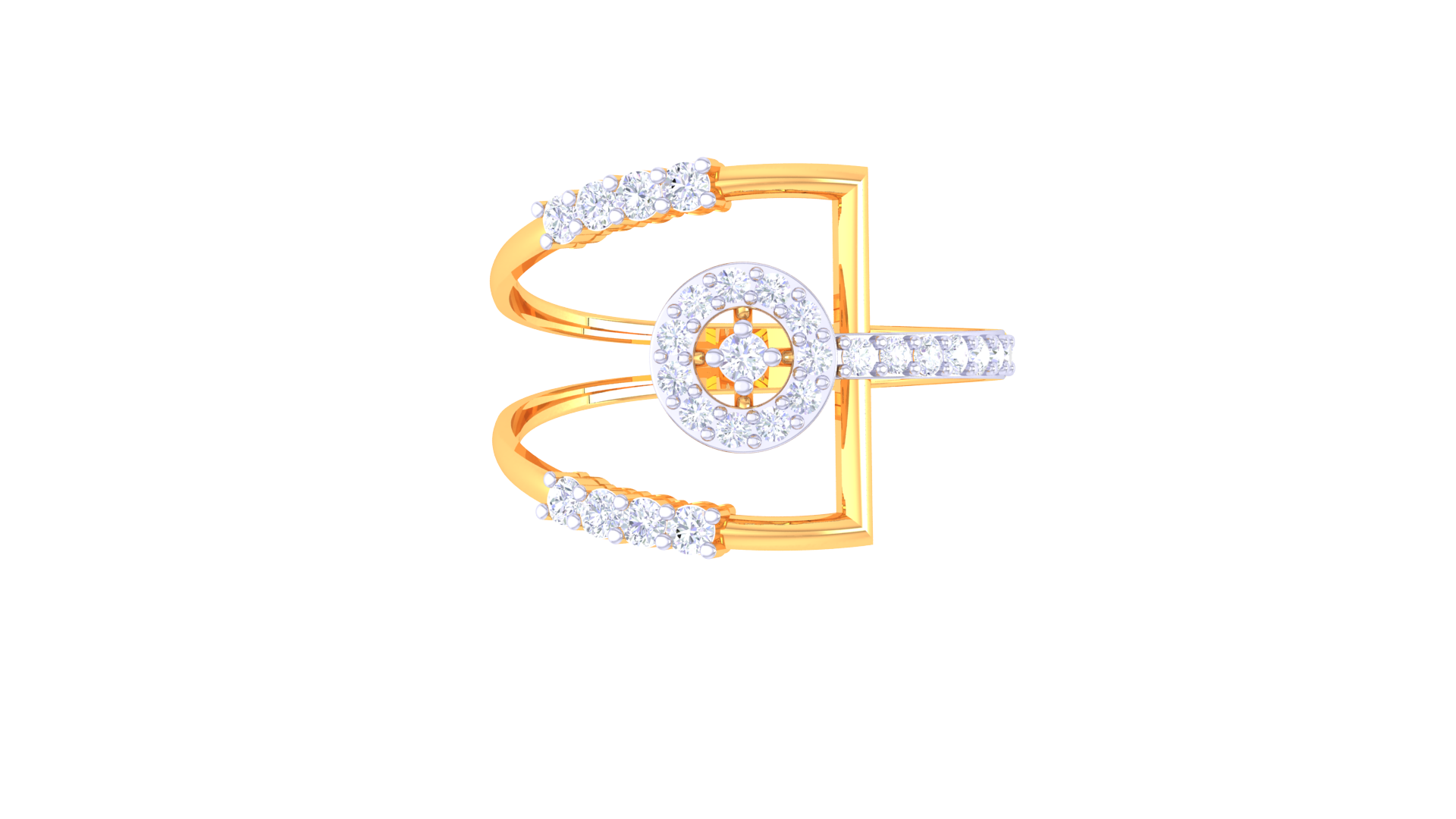 Golden D-Frame Cluster Designer Ring