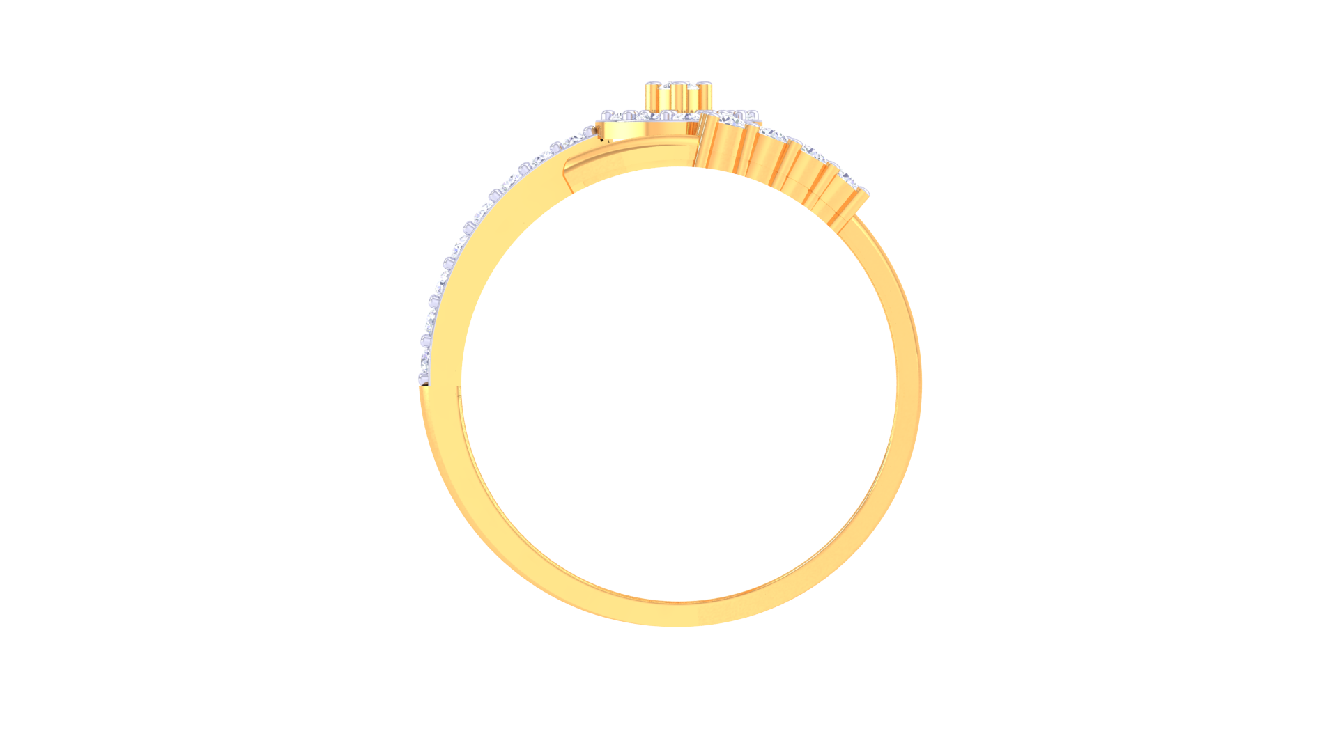 Golden D-Frame Cluster Designer Ring