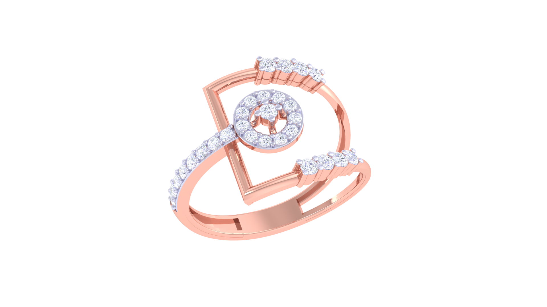 Golden D-Frame Cluster Designer Ring