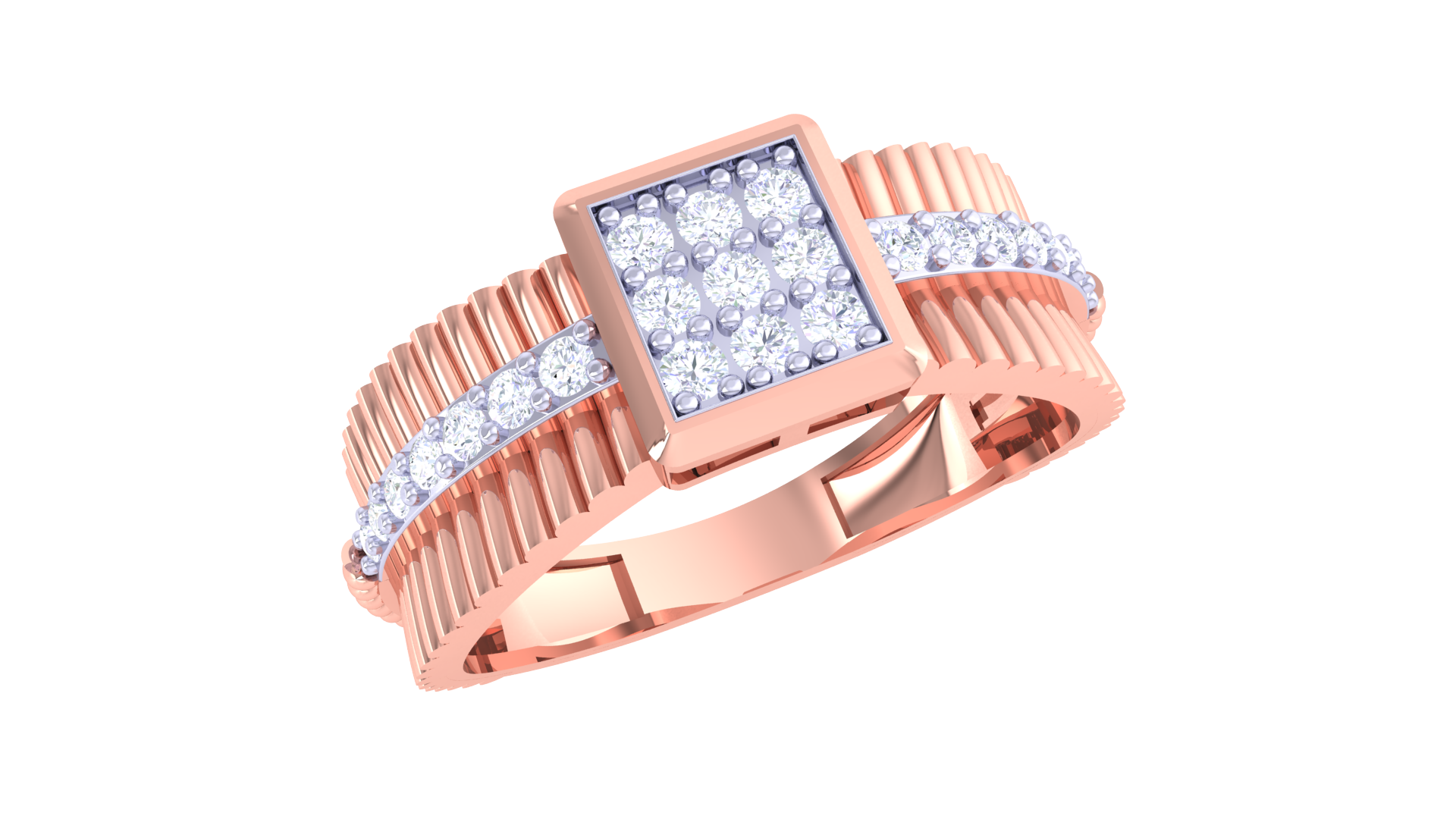 Grid Set Diamond Regal Ring