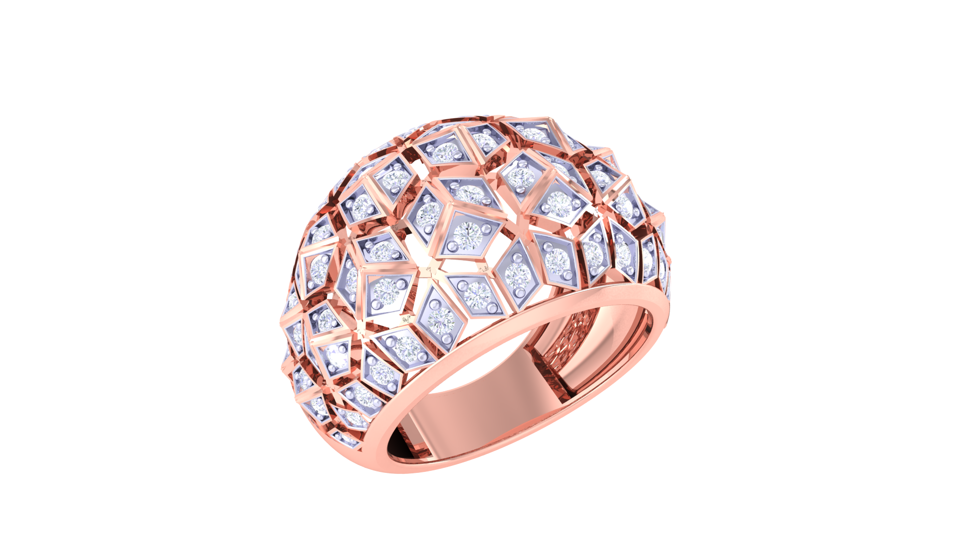 Honeycomb Dome Diamond Accent Ring