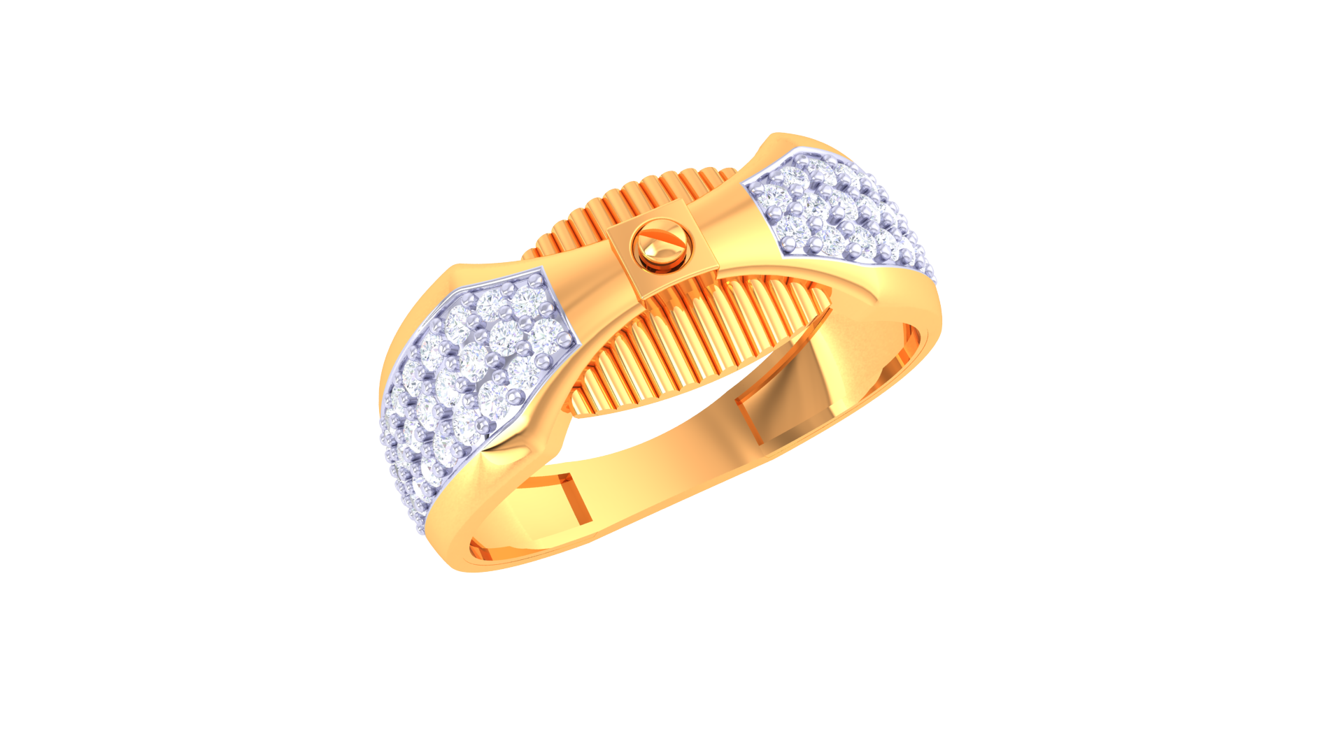 Textured Bow Diamond Cluster Ring