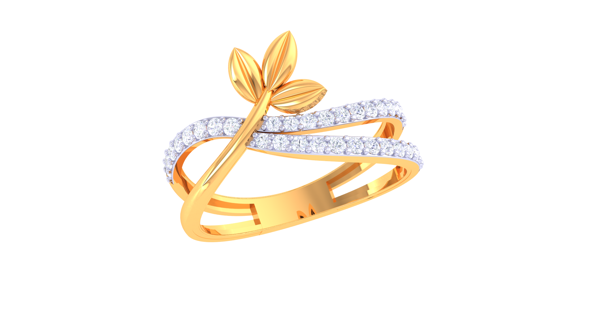 Elegant Leaflet Shimmer Designer Ring