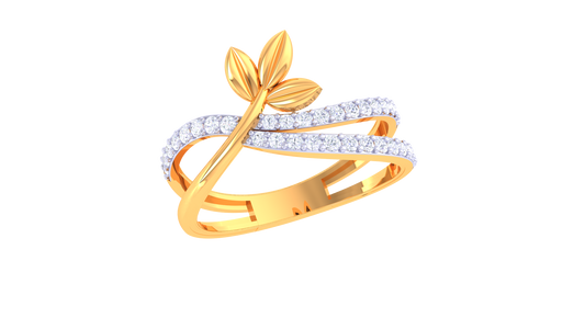 Elegant Leaflet Shimmer Designer Ring