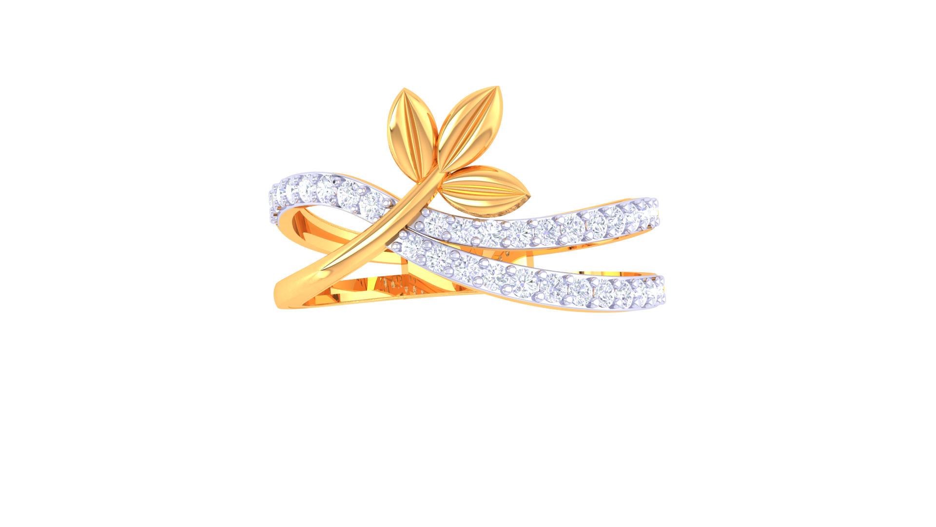 Elegant Leaflet Shimmer Designer Ring