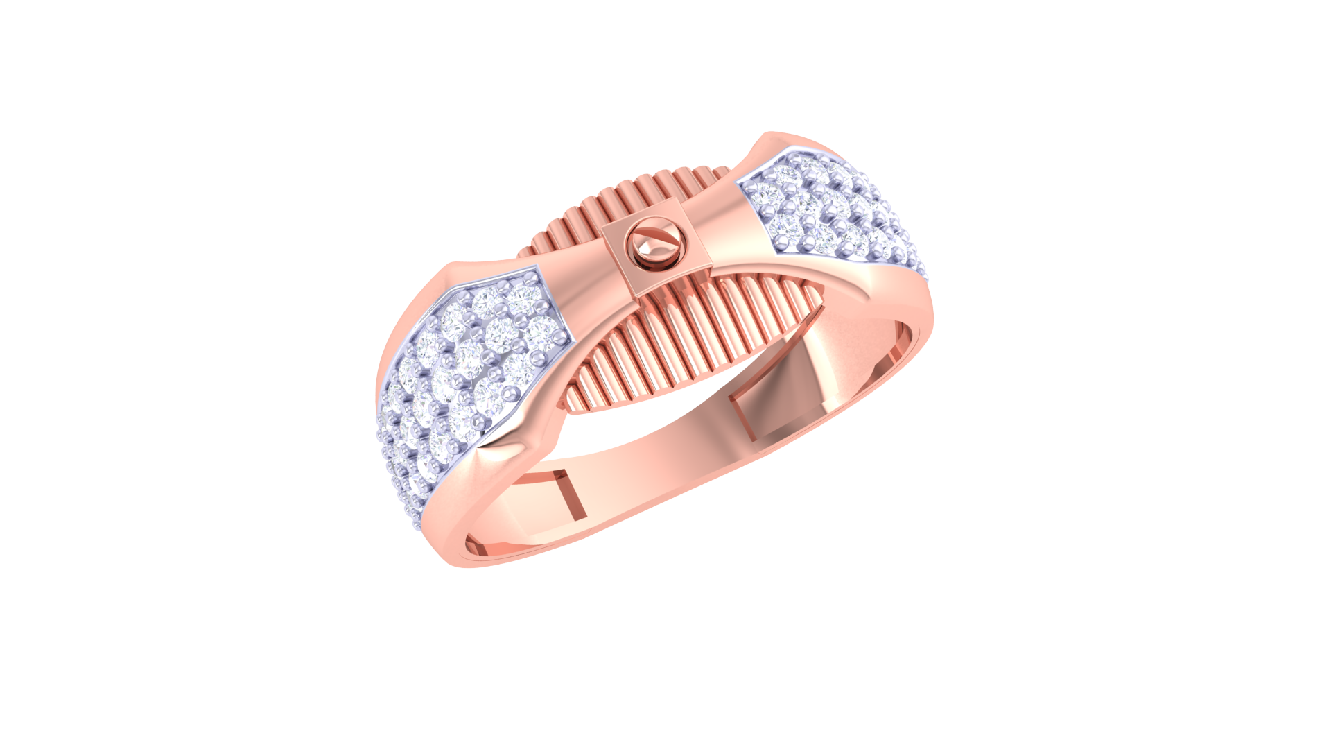 Textured Bow Diamond Cluster Ring