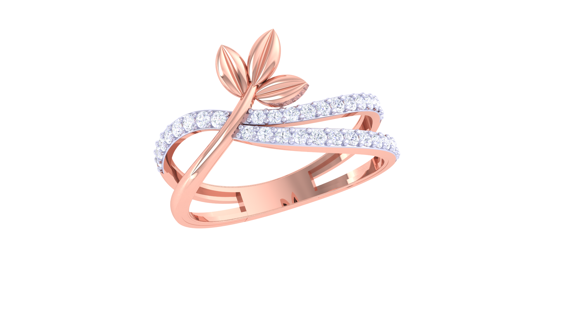Elegant Leaflet Shimmer Designer Ring