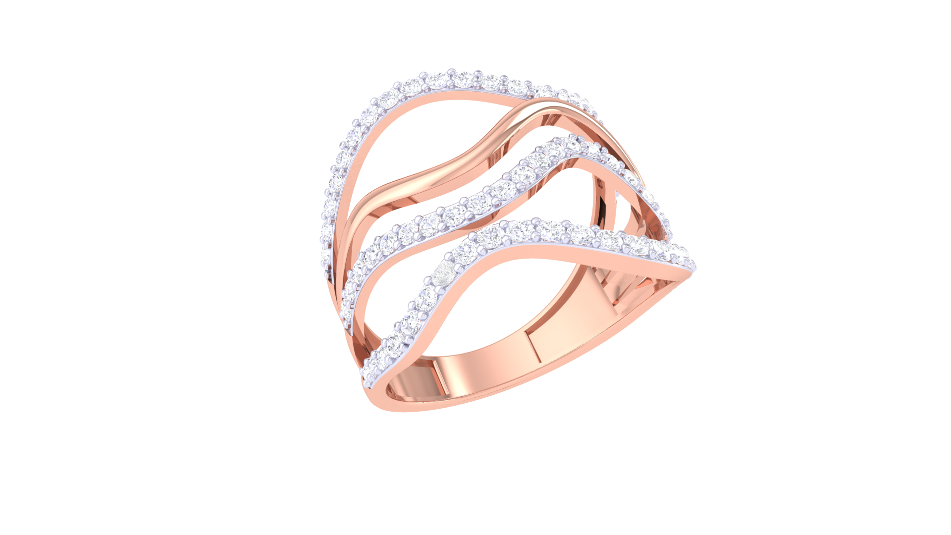 Waves of Sparkle Rose Gold Ring