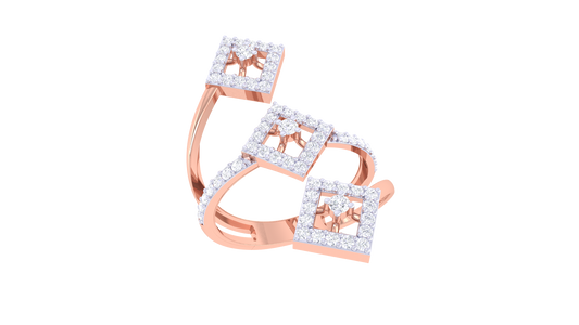 Triple Square Staggered Diamond Ring