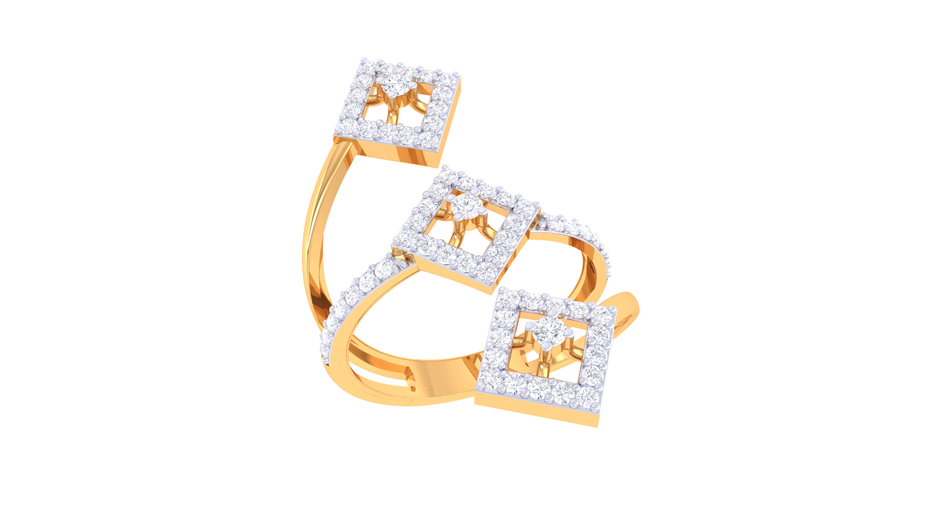 Triple Square Staggered Diamond Ring