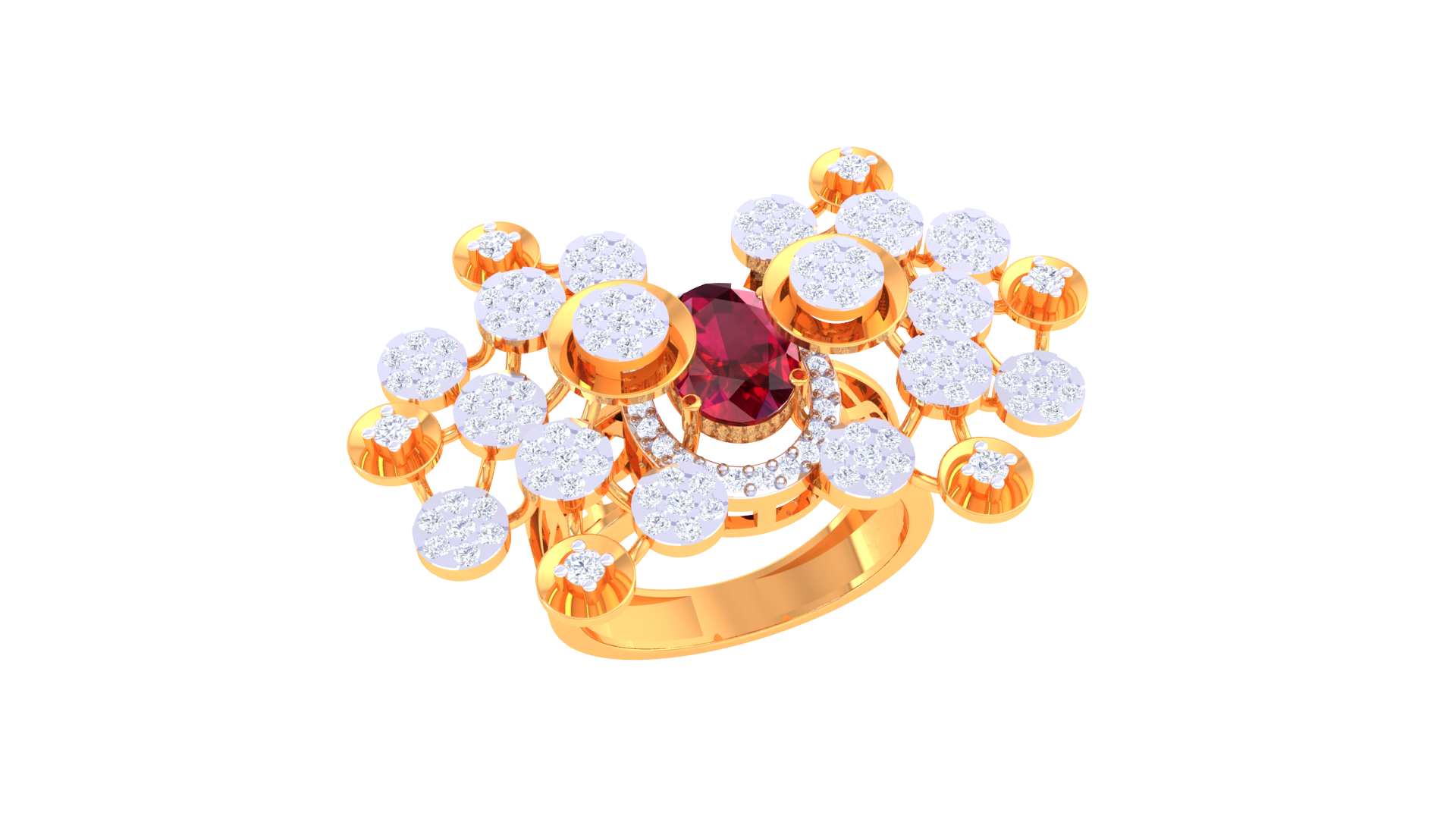 Golden Bloom Red Centrepiece Ring