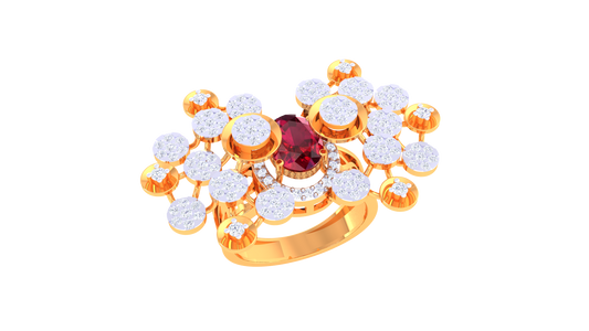 Golden Bloom Red Centrepiece Ring
