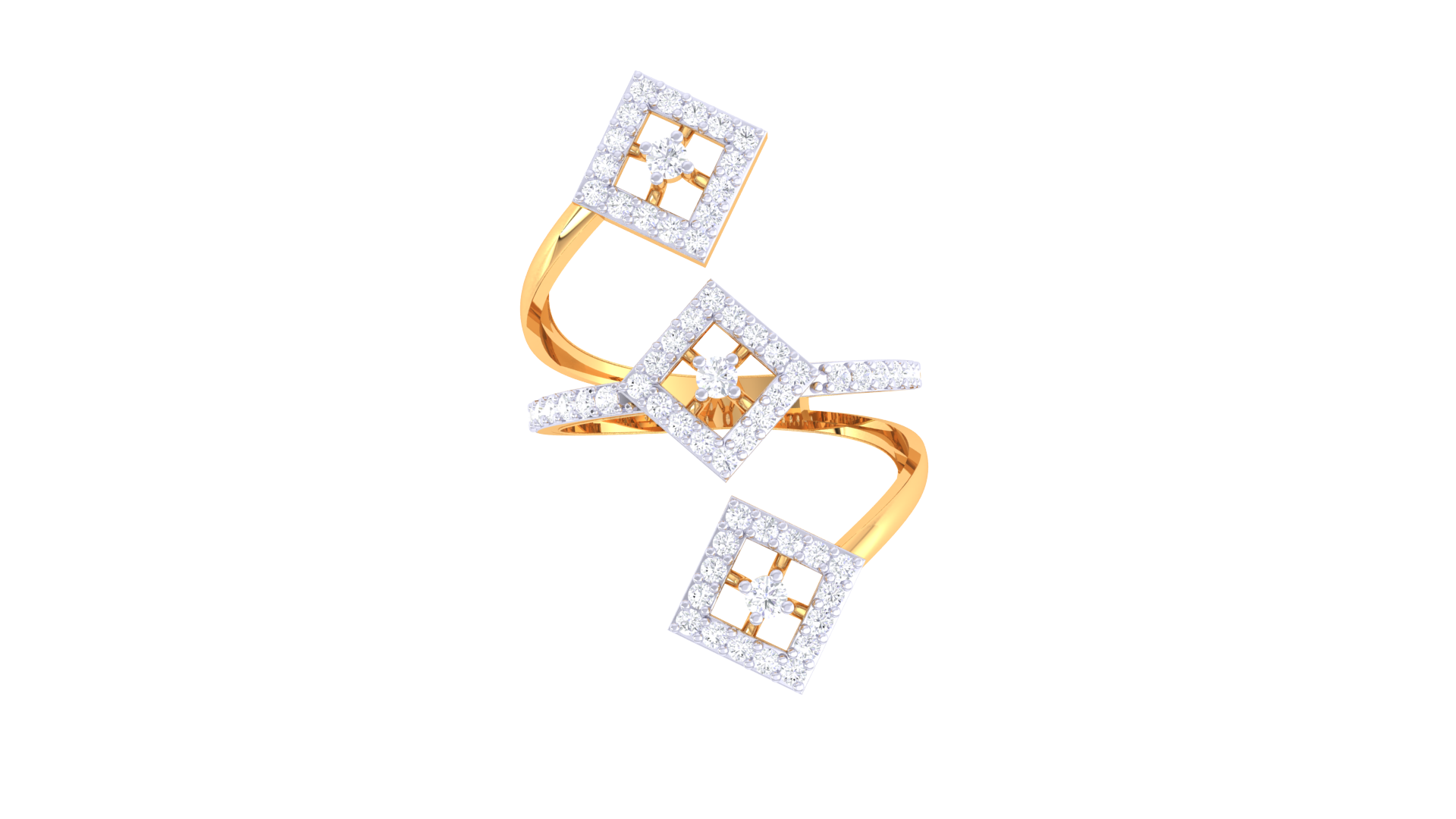 Triple Square Staggered Diamond Ring